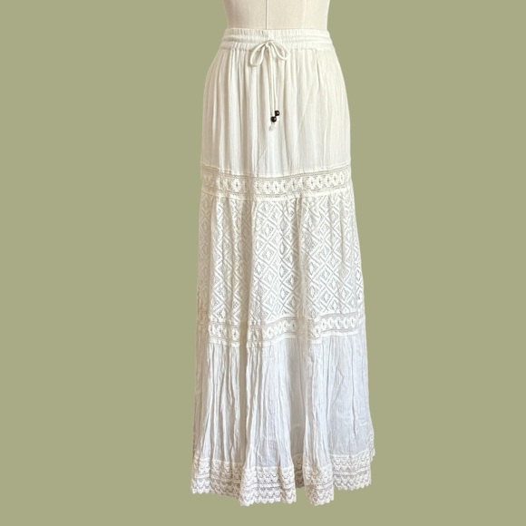 NWT boho Magic lace trim maxi skirt size large - Picture 2 of 11
